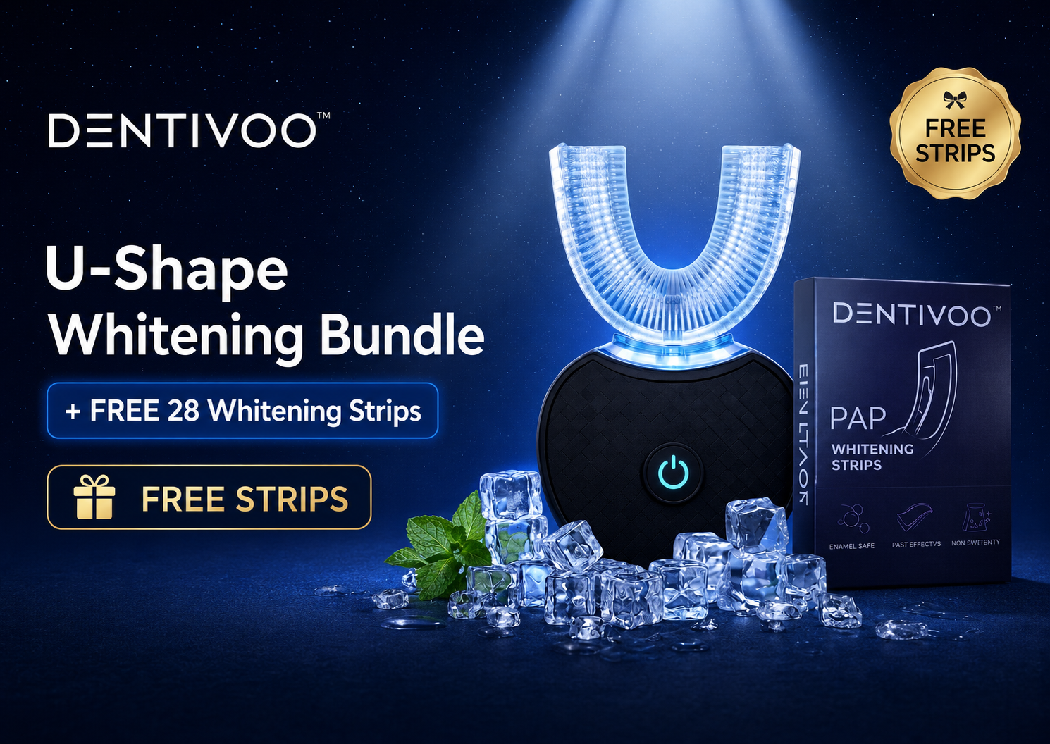 U-Shape Toothbrush Bundle + FREE 28 Whitening Strips
