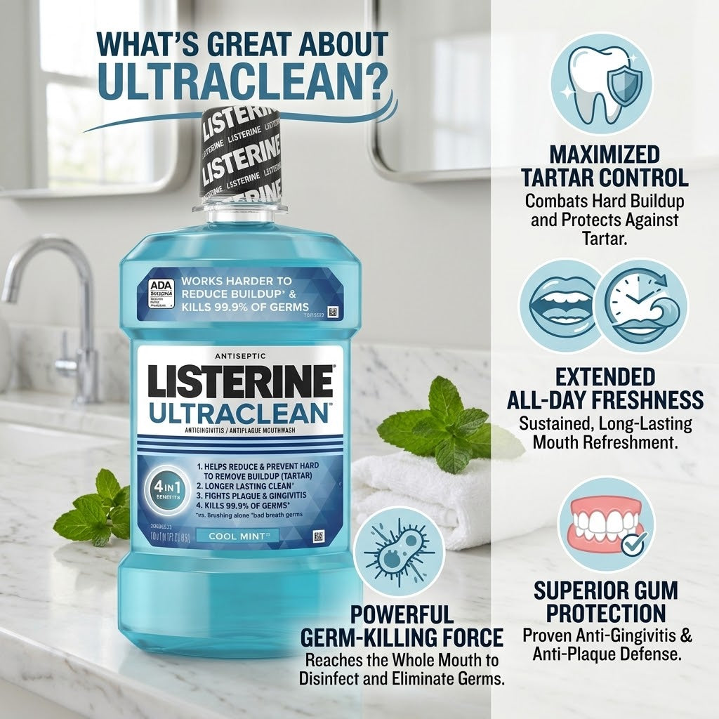 Listerine UltraClean Coolmint Mouthwash, 1.5 Liter