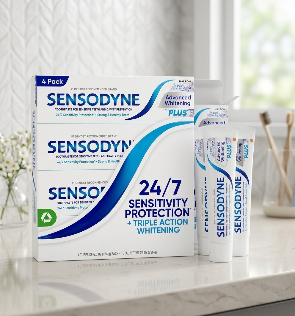 SENSODYNE Advanced Whitening Toothpaste, 6.5 oz, 4-pack